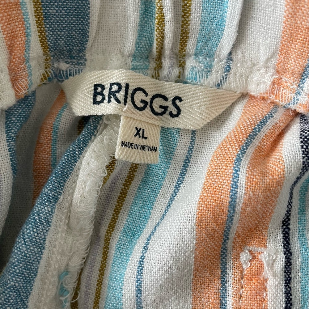 Briggs Women's XL Linen Blend Pull-On Shorts Coastal Stripe Boho Comfort Beach - Picture 4 of 10